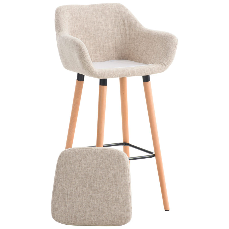 Lot de 2 tabourets de bar Grant tissu crème