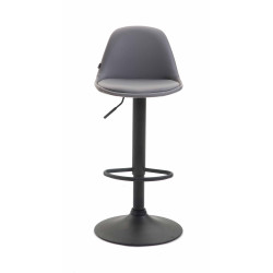 Tabouret de bar Kiel entièrement rembourré en similicuir noir gris