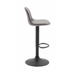 Tabouret de bar Kiel entièrement rembourré en similicuir noir gris