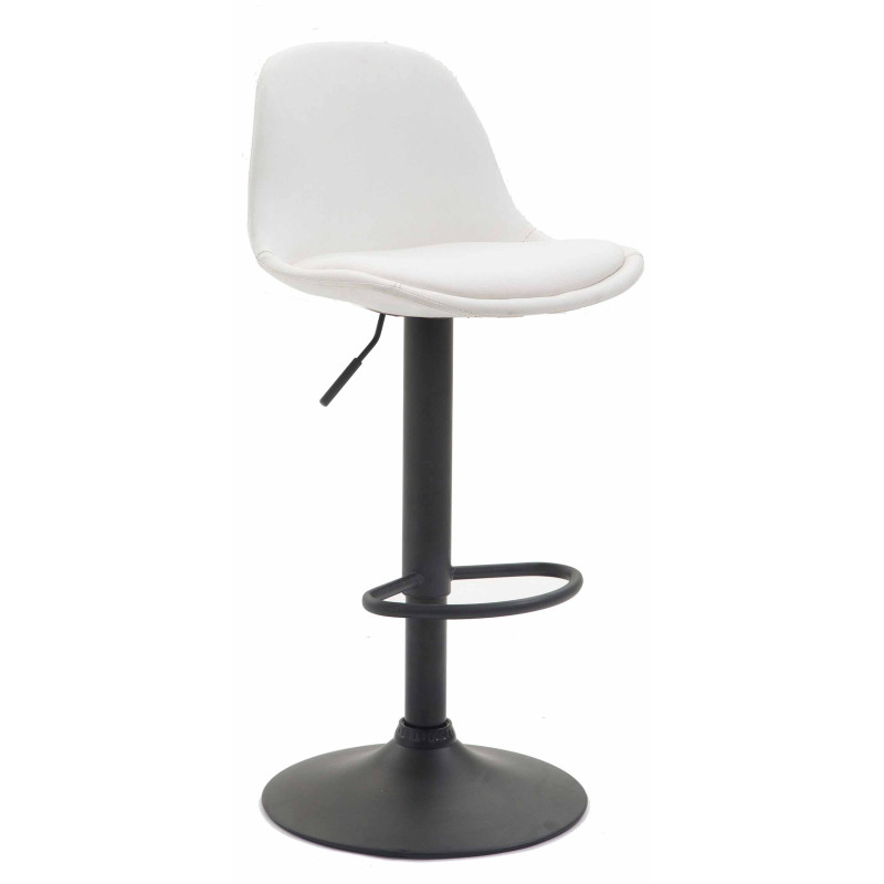 Tabouret de bar Kiel entièrement rembourré en similicuir noir et blanc