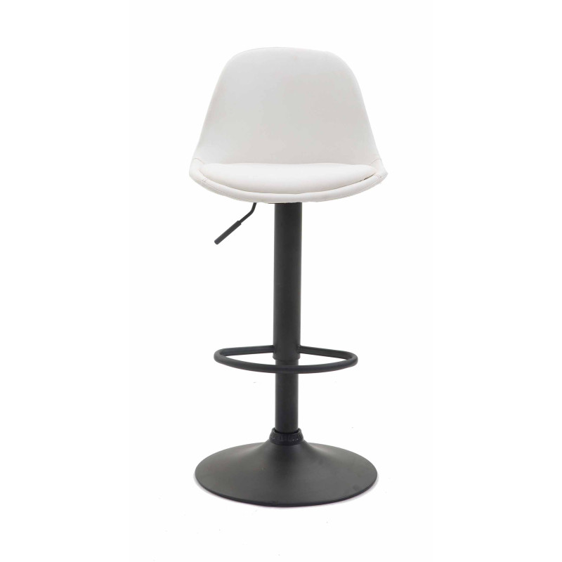 Tabouret de bar Kiel entièrement rembourré en similicuir noir et blanc