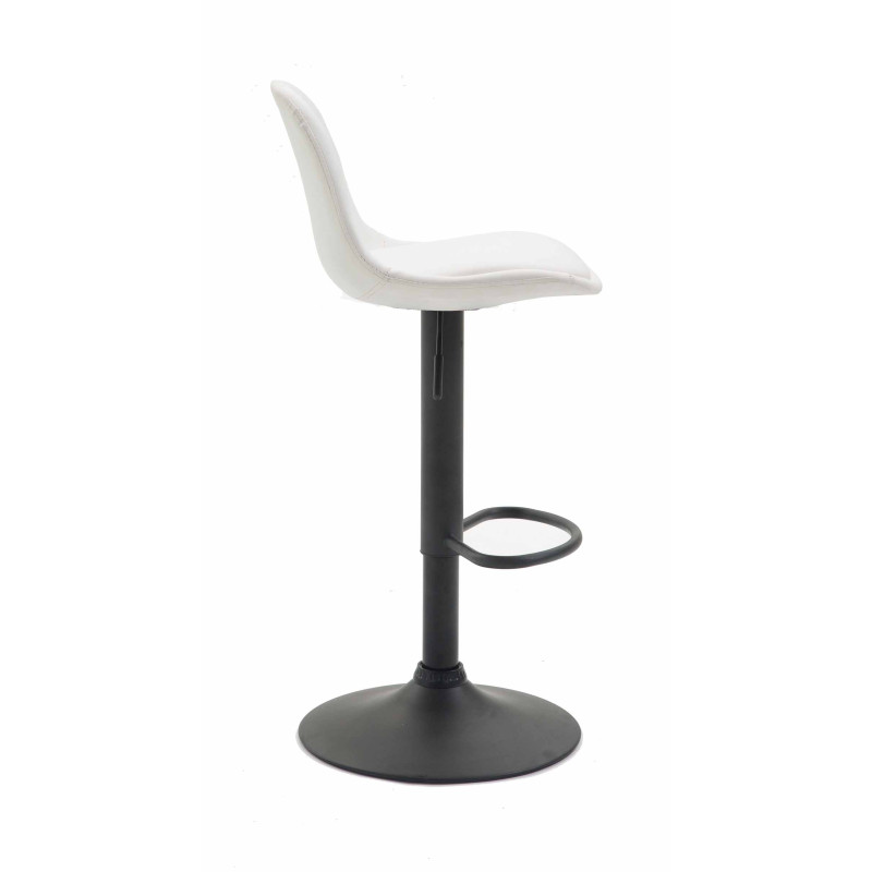 Tabouret de bar Kiel entièrement rembourré en similicuir noir et blanc