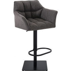 Tabouret de bar en tissu Damaso B gris titane