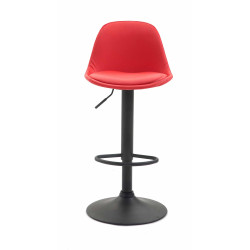 Tabouret de bar Kiel entièrement rembourré en similicuir noir rouge