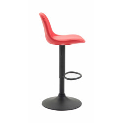 Tabouret de bar Kiel entièrement rembourré en similicuir noir rouge
