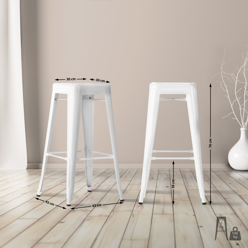 Lot de 2 tabourets de bar Joshua blanc