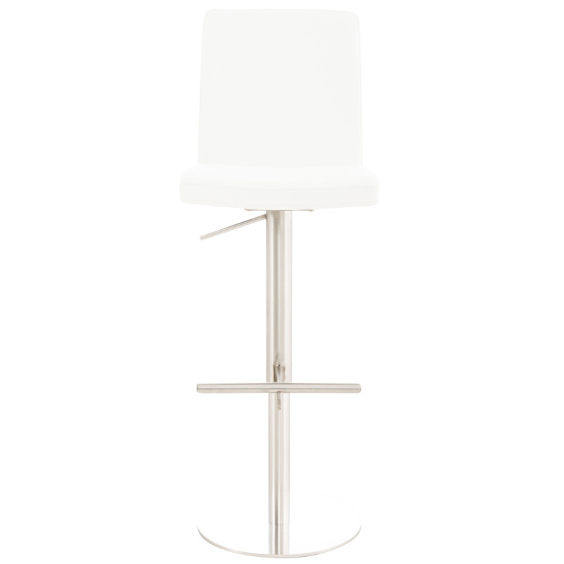 Tabouret de bar Cadiz, similicuir, acier inoxydable, blanc