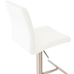 Tabouret de bar Cadiz, similicuir, acier inoxydable, blanc