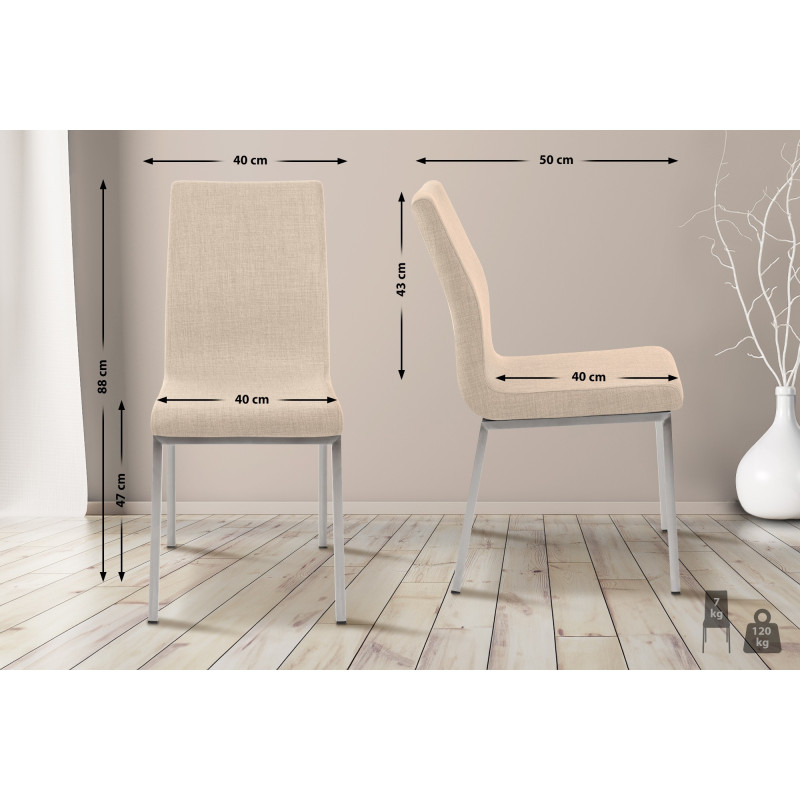Chaise de salle à manger Colmar TISSU | crème