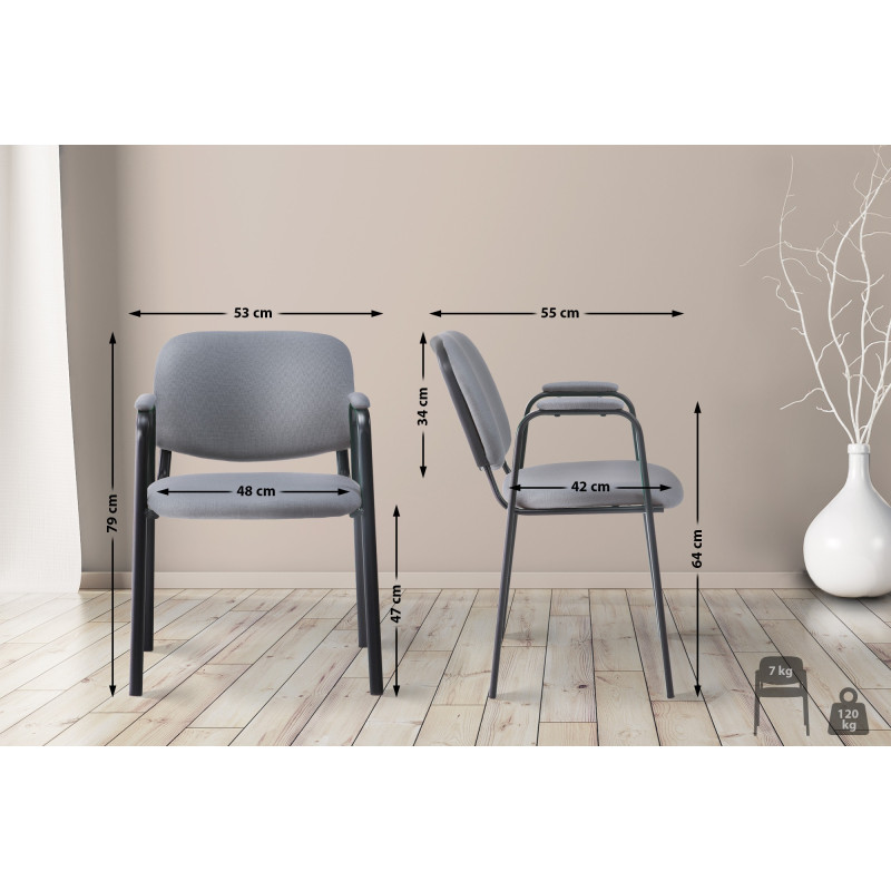 Chaise visiteur Ken PRO tissu gris