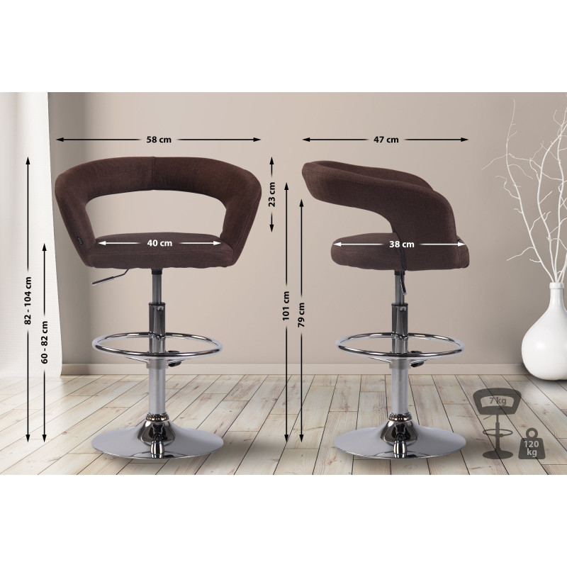 Tabouret de bar Jaen en tissu marron