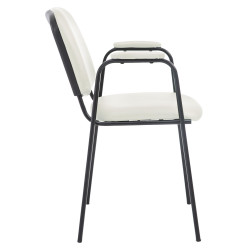 Chaise visiteur Ken PRO en cuir artificiel crème