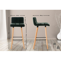 Tabouret de bar en velours vert Lincoln