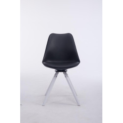 Chaise visiteur Troyes Pivotante Blanche Ronde Noire