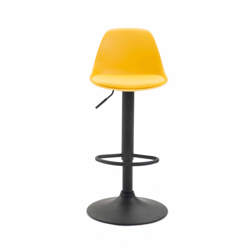 Tabouret de bar Kiel simili cuir noir jaune