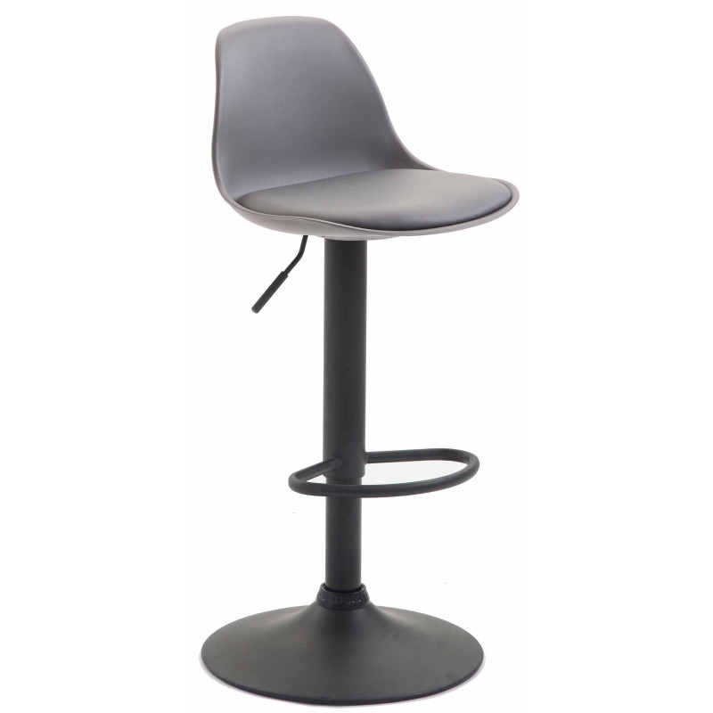 Tabouret de bar Kiel simili cuir noir gris