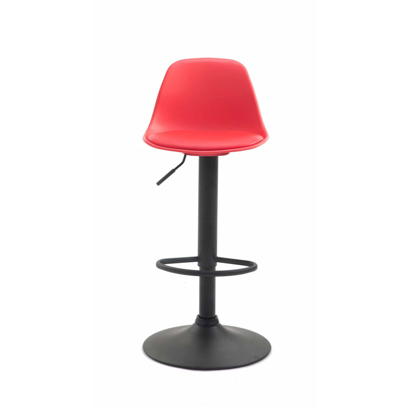 Tabouret de bar Kiel simili cuir noir rouge