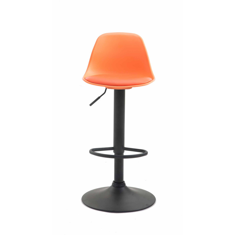 Tabouret de bar Kiel simili cuir noir orange