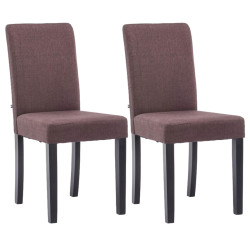 Lot de 2 chaises de salle à manger Ina en tissu noir | brun