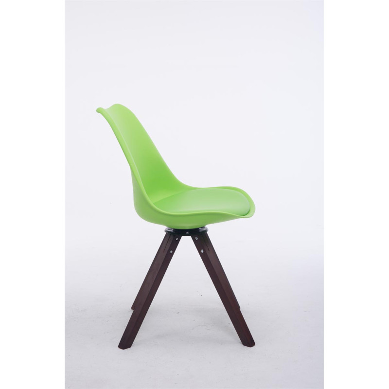 Chaise visiteur Troyes Pivotante Noyer Carré vert