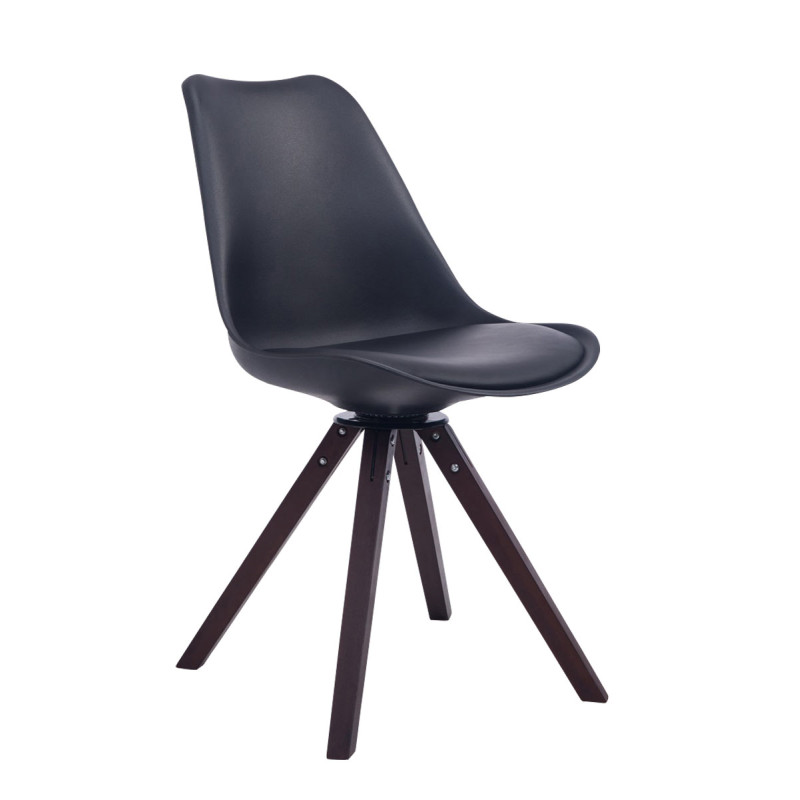 Chaise visiteur Troyes pivotante noyer carrée noire