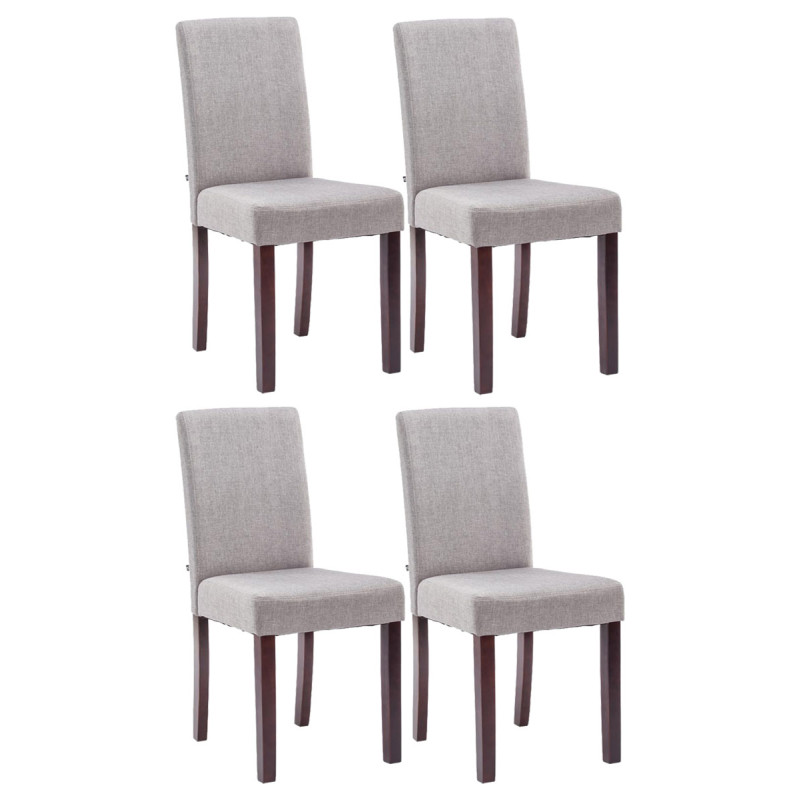 Lot de 4 chaises de salle à manger Ina en tissu cappuccino | gris clair