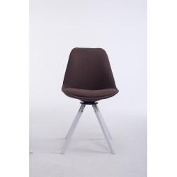 Chaise visiteur Troyes Pivotante Blanche Tissu Ronde Marron