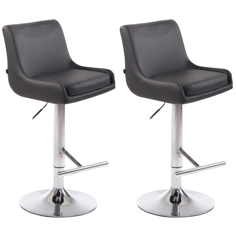 Lot de 2 tabourets de bar Club simili cuir gris chrome