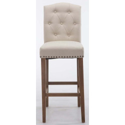 Lot de 2 tabourets de bar Louise en tissu crème clair antique
