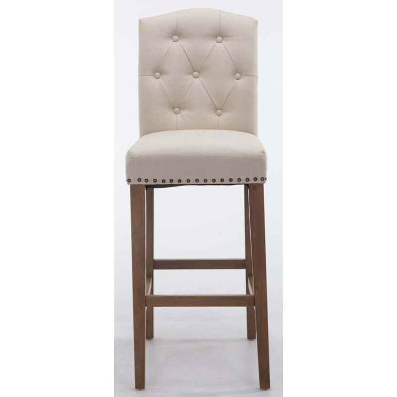Lot de 2 tabourets de bar Louise en tissu crème clair antique