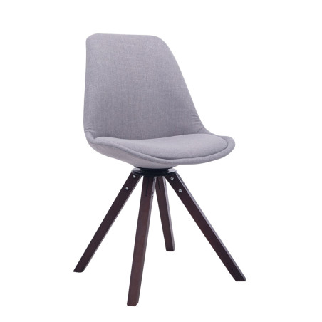 Chaise visiteur Troyes Pivotante Noyer Tissu Carré gris