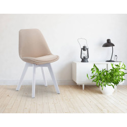 Chaise visiteur Borneo V2 tissu blanc crème