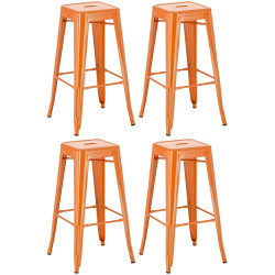 Lot de 4 tabourets de bar Joshua orange