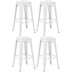 Lot de 4 tabourets de bar Joshua blanc