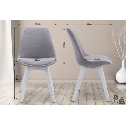 Chaise visiteur Borneo V2 tissu blanc gris