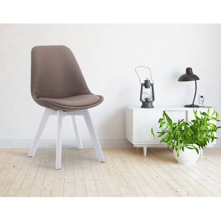 Chaise visiteur Borneo V2 tissu blanc taupe