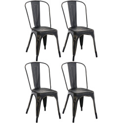 Ensemble de 4 chaises Benedikt en noir antique et or