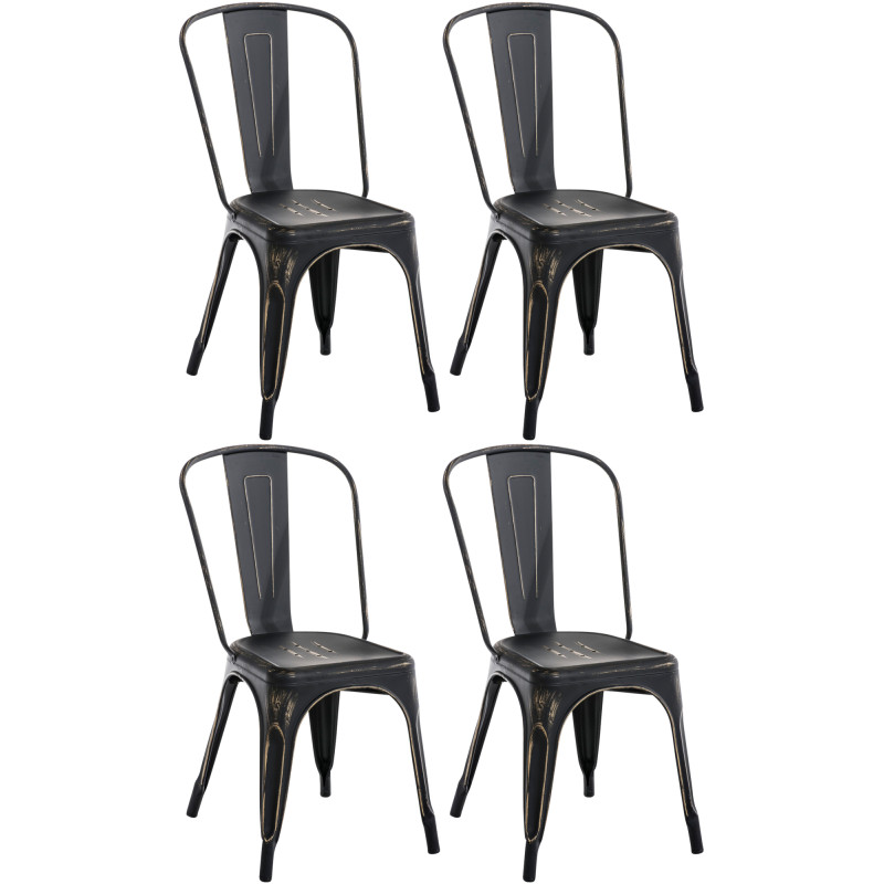 Ensemble de 4 chaises Benedikt en noir antique et or