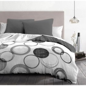 Parure de couette microfibre Audace - 1 housse de couette 220 x 240 cm + 2 taies d'oreiller 63 x 63 cm - Gris clair