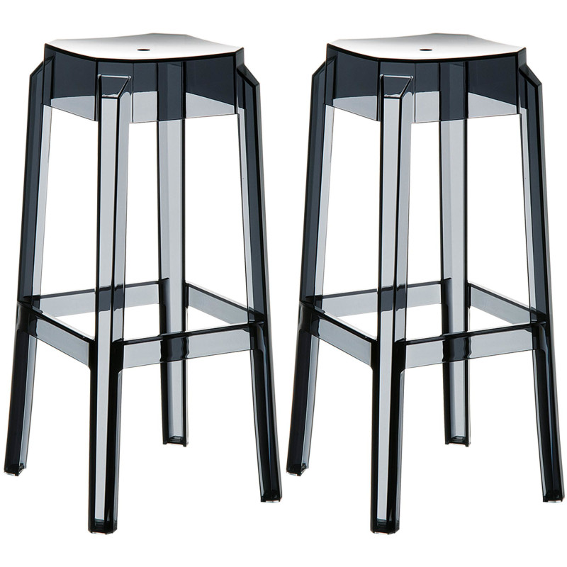 Lot de 2 tabourets de bar Fox, transparents