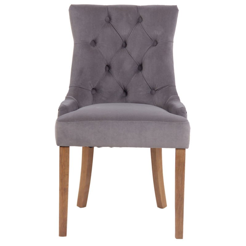 Chaise de salle à manger Aberdeen en velours antique clair | gris