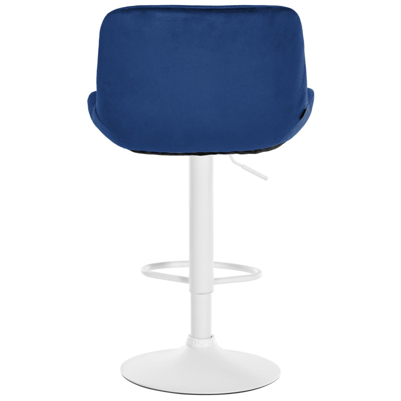 Sgabello da bar Solon in velluto bianco e blu