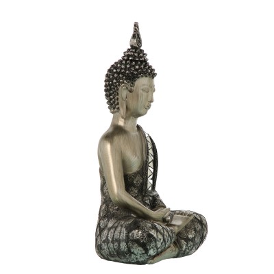 Figurine Décorative Alexandra House Living Noir Argenté Plastique Buda 15 x 26 x 36 cm