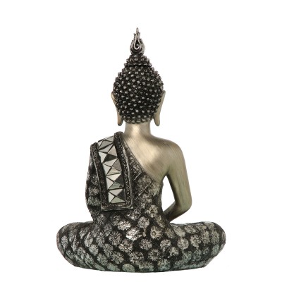 Figurine Décorative Alexandra House Living Noir Argenté Plastique Buda 15 x 26 x 36 cm