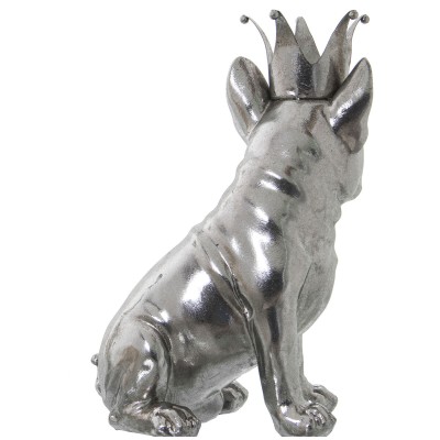 Figurine Décorative Alexandra House Living Argenté Plastique Chien Couronne 14 x 18 x 25 cm