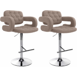 Lot de 2 tabourets de bar Dublin tissu C taupe