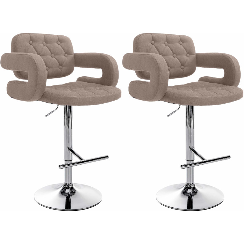 Lot de 2 tabourets de bar Dublin tissu C taupe