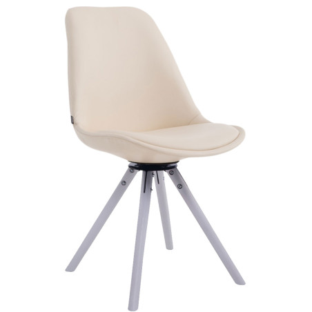 Chaise visiteur Calais Pivotante Blanche Ronde Crème