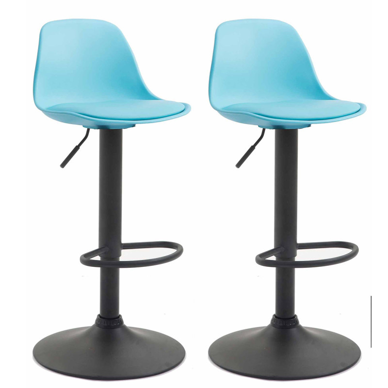 Lot de 2 tabourets de bar Kiel plastique noir bleu
