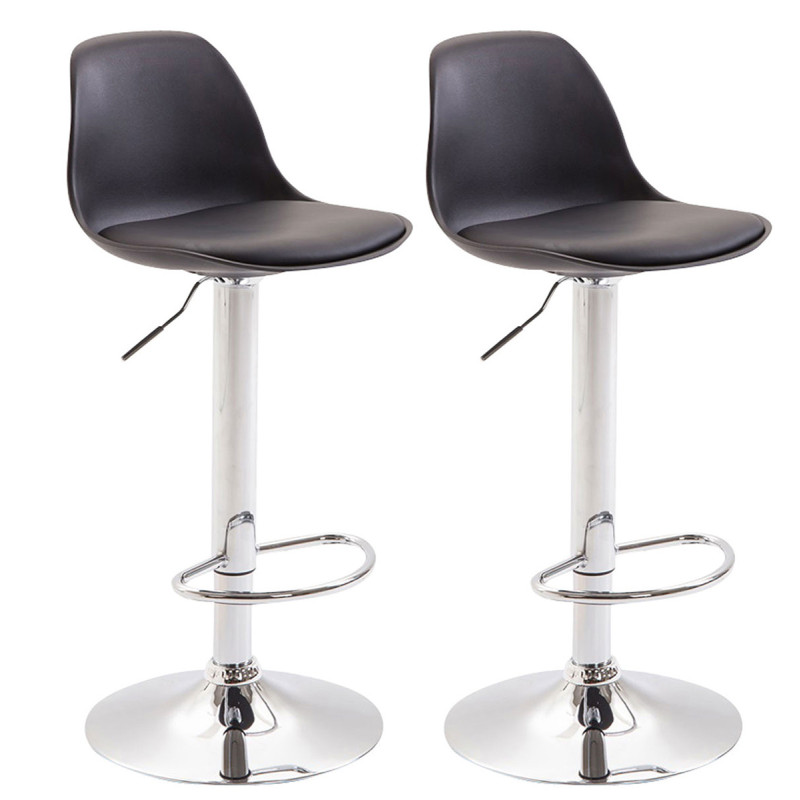 Lot de 2 tabourets de bar Kiel en plastique chromé noir